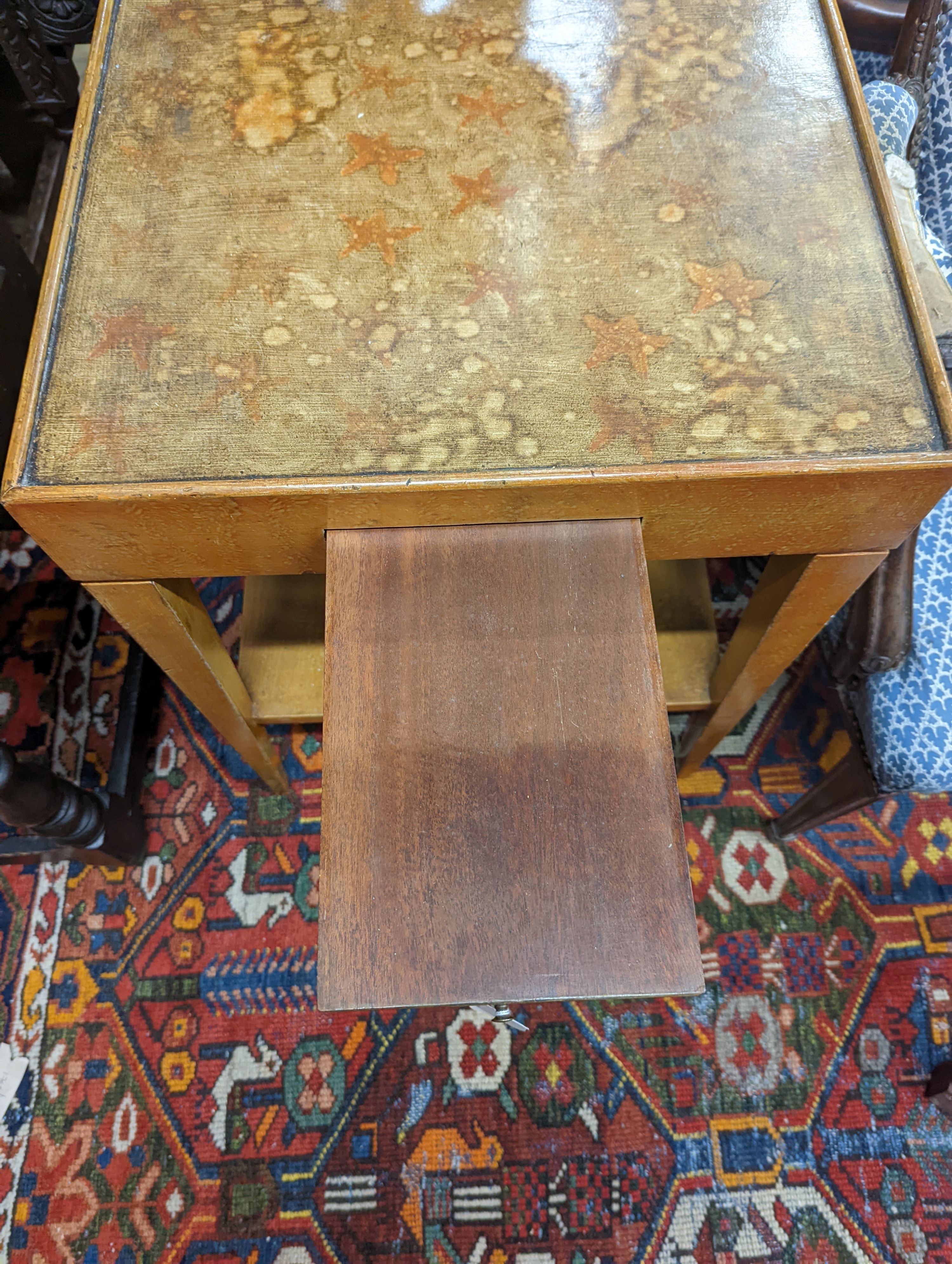 A 20th century two-tier table with scumbled finish, width 51cm, depth 51cm, height 68cm together with a table top adjustable easel